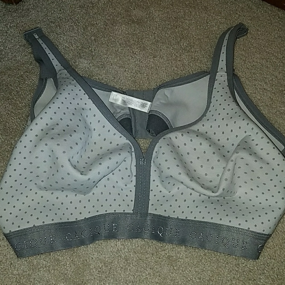 GUC Cacique grey & white polka dot bra